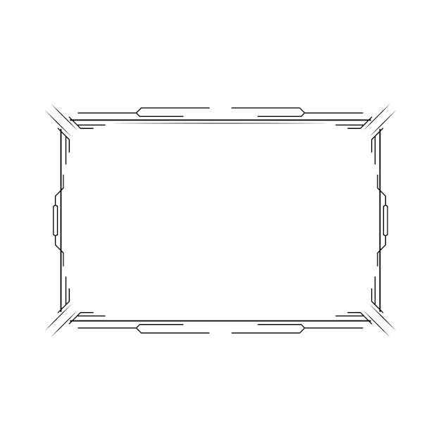 Abstracto Negro Línea sencilla Marco rectangular Doodle Contorno Elementos Vector Diseño Estilo Esbozo