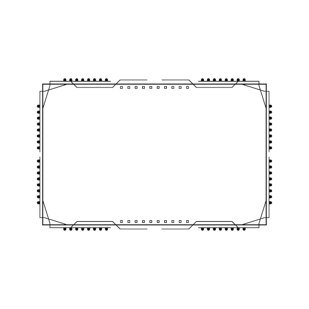 Abstracto Negro Línea sencilla Marco rectangular Doodle Contorno Elementos Vector Diseño Estilo Esbozo