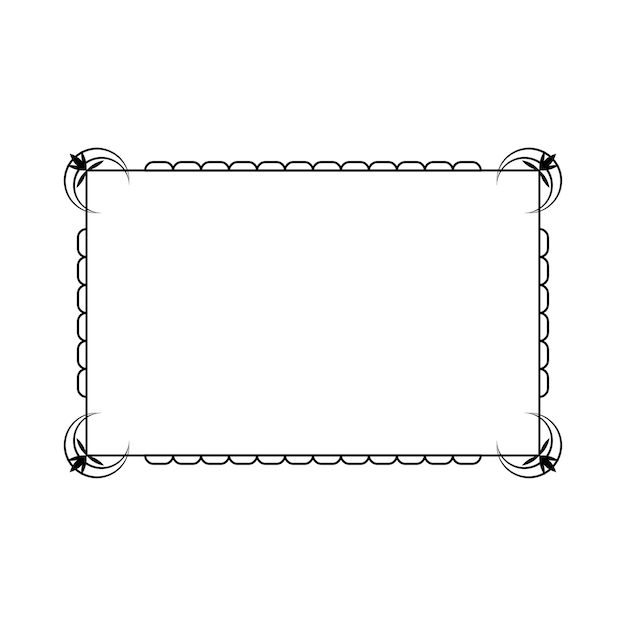 Abstracto Negro Línea sencilla Marco rectangular Doodle Contorno Elementos Vector Diseño Estilo Esbozo