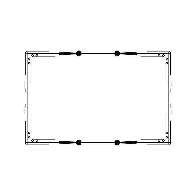 Abstracto Negro Línea sencilla Marco rectangular Doodle Contorno Elementos Vector Diseño Estilo Esbozo