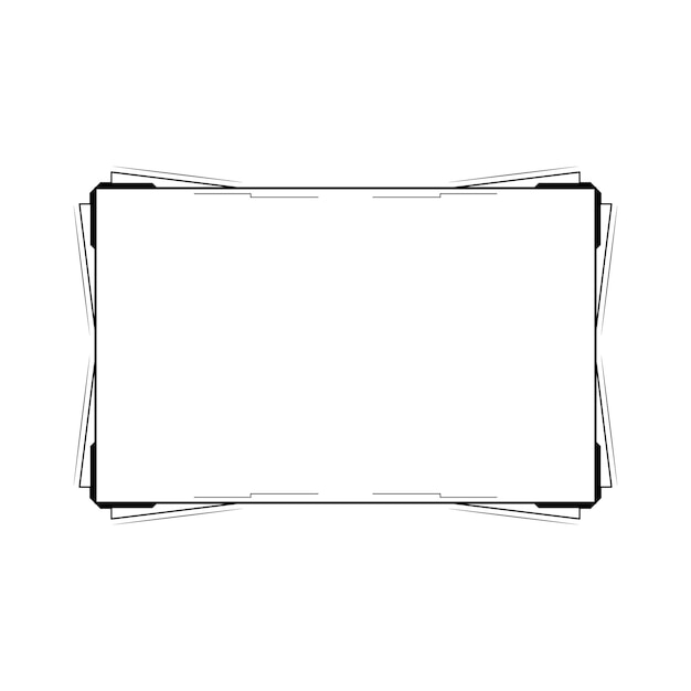 Abstracto Negro Línea sencilla Marco rectangular Doodle Contorno Elementos Vector Diseño Estilo Esbozo
