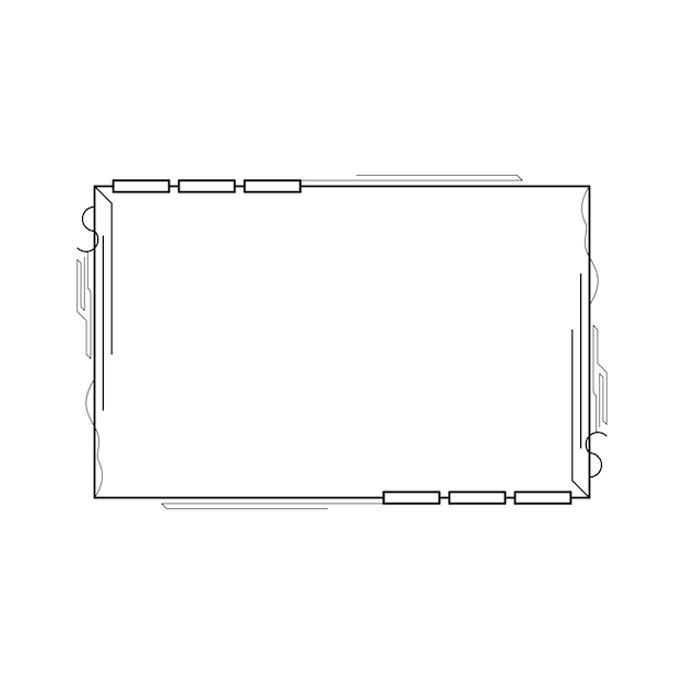 Abstracto Negro Línea sencilla Marco rectangular Doodle Contorno Elementos Vector Diseño Estilo Esbozo