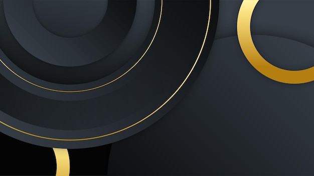 Abstracto negro y oro lujosas formas geométricas fondo con línea de círculo