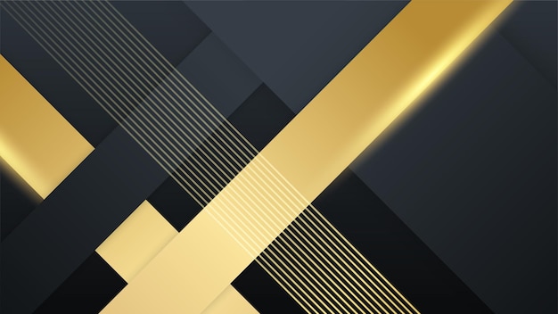 Vector abstracto negro y oro lujosas formas geométricas fondo