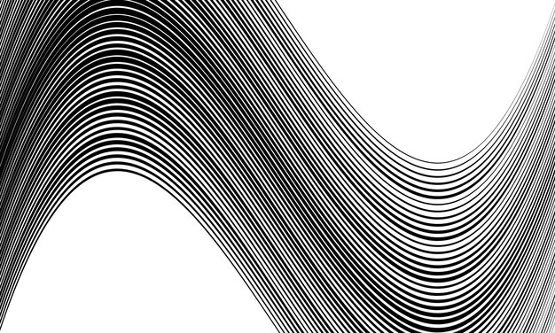 Abstracto Ola de líneas negras en blanco