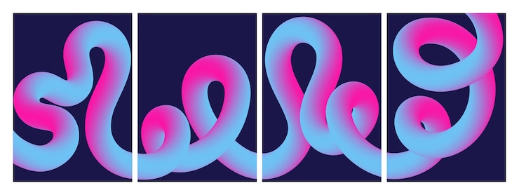 Vector abstracto ondas de neón fluyentes futuristas 3d textura de piel brillante para carteles, pancartas y tarjetas de felicitación