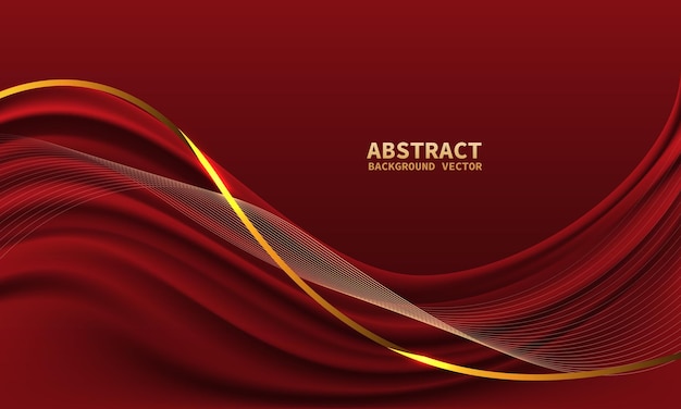 Abstracto oro rojo luz curva de onda de lujo con espacio en blanco para texto diseño de lugar vector de fondo creativo moderno