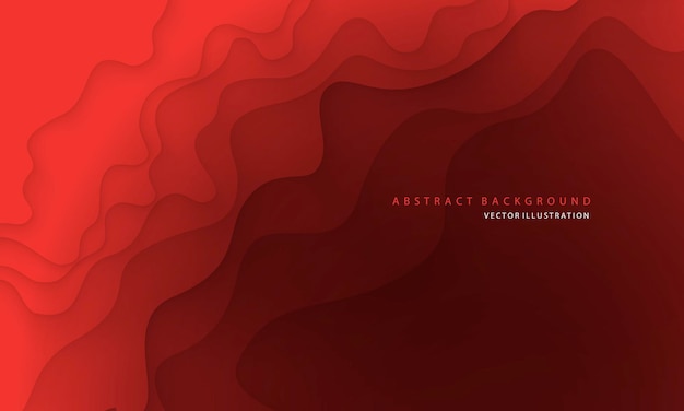 Abstracto de papel cortado onda de tono rojo diseño creativo vector de fondo moderno