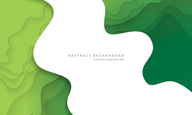 Abstracto papel cortado verde onda blanca diseño creativo vectorial de fondo moderno