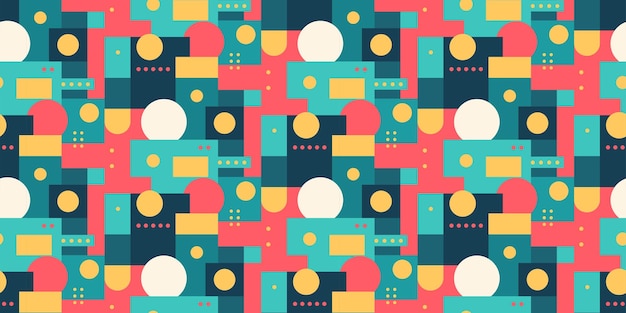 Abstracto patrón sin costura geométrico con formas minimalistas simples fondo vectorial con círculos y rectángulos estilo escandinavo para web banner presentación de negocios marca y tela