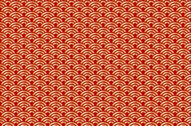 Abstracto. Patrón sin costuras chino. patrón oriental de fondo rojo-dorado. Diseño para almohada, estampado, moda, ropa, tela, papel de regalo. Vector.