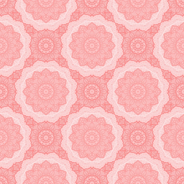 Abstracto Patrón sin costuras de Mandala en color rosa