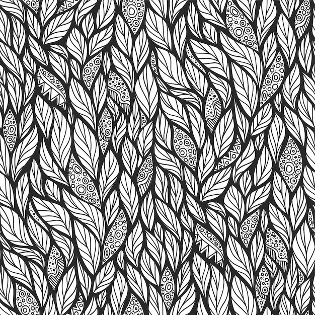 Abstracto Patrón sin costuras con motivos florales Textura sin fin con hojas dibujadas a mano Inspiración de la naturaleza