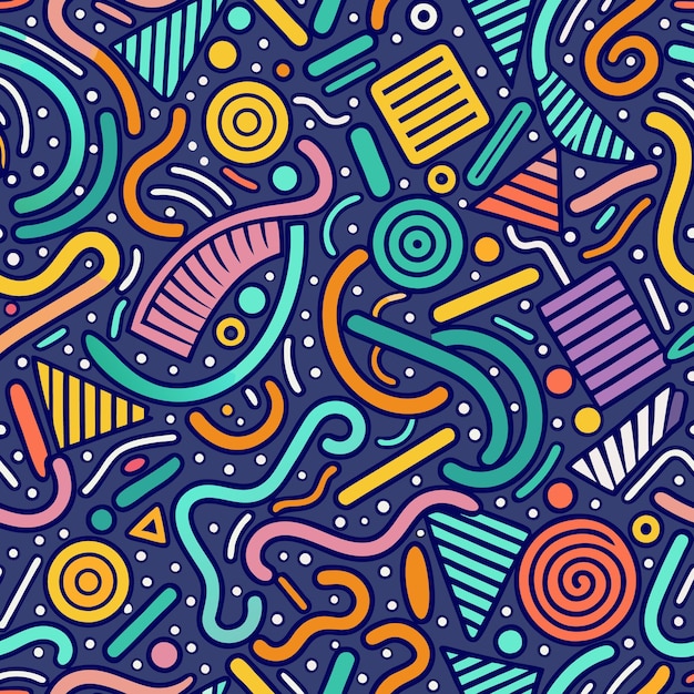 Abstracto Patrón geométrico colorido con formas líneas y puntos