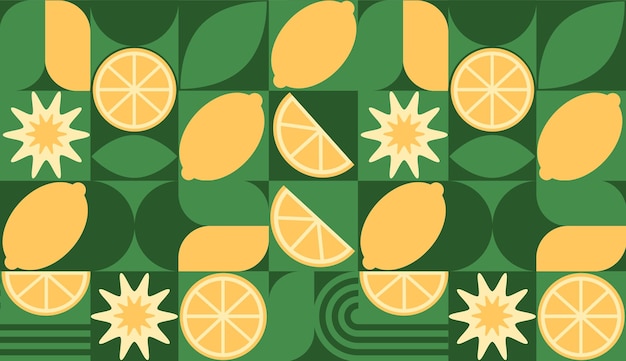 Abstracto patrón geométrico de frutas Formas de plantas florales orgánicas naturales ecoagricultura cítricos