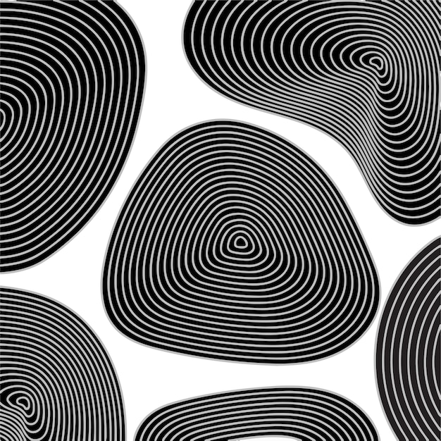 Abstracto Patrón de línea orgánica en blanco y negro Formas espirales geométricas modernas Fondo sin costuras
