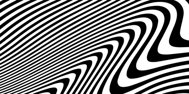 Abstracto Patrón de líneas curvas en blanco y negro