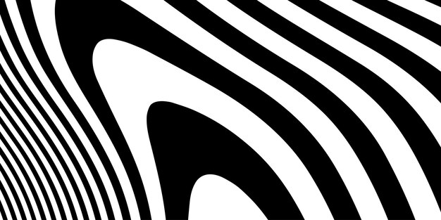 Abstracto Patrón de líneas curvas en blanco y negro