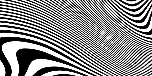 Abstracto Patrón de líneas curvas en blanco y negro