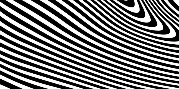 Abstracto Patrón de líneas curvas en blanco y negro