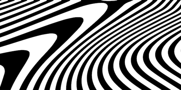 Abstracto Patrón de líneas curvas en blanco y negro