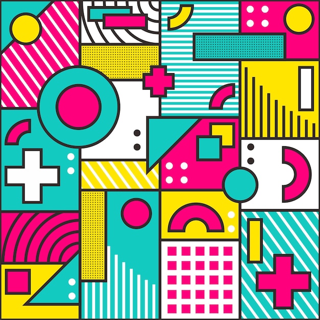 Abstracto Patrón de moda con formas geométricas multicolores