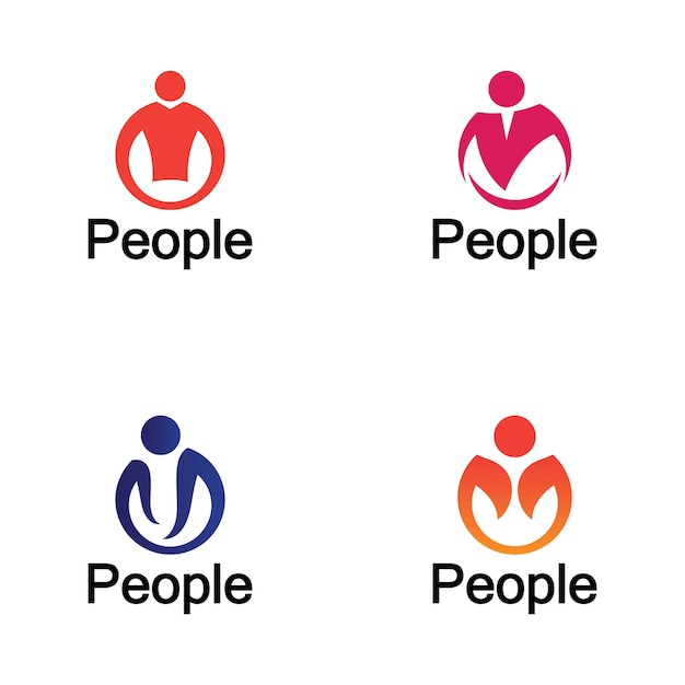 Abstracto Personas Logotipo Forma de círculo con icono humano aislado en fondo blanco