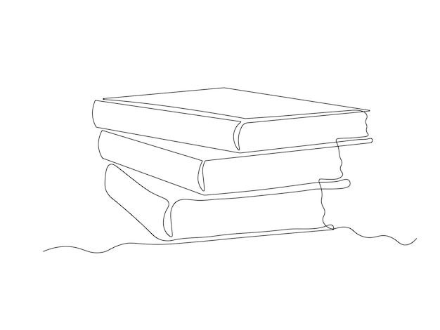 Abstracto pila de libros continuo único una línea de arte dibujo a mano boceto logotipo