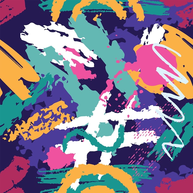 Abstracto Pincel de colores Patrón sin costura Fondo vectorial