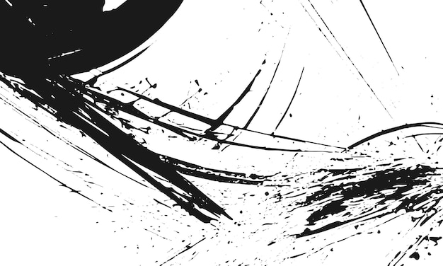 Abstracto pincel de pintura negra trazos manchas rayas Grunge textura monocromática fondo vectorial