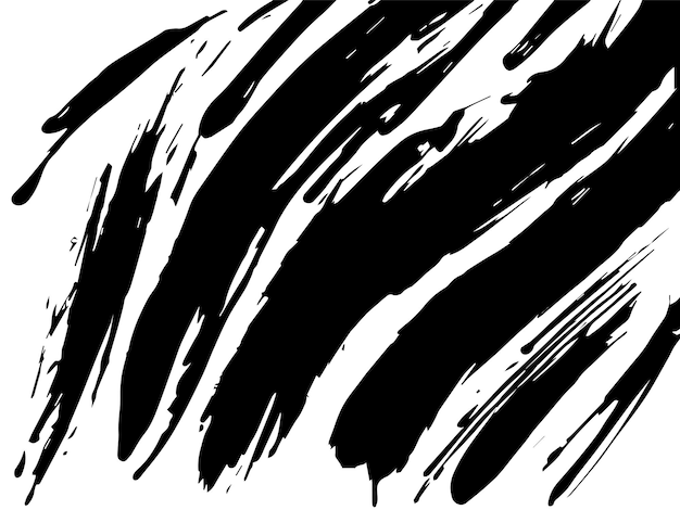 Abstracto Pinceladas de tinta negra sobre fondo blanco Textura de las pinceladas
