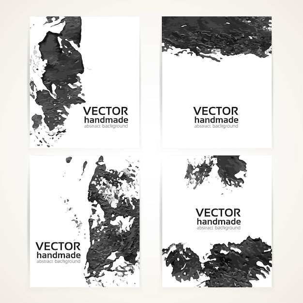 Vector abstracto de pintura a mano con pincel en blanco y negro y estampados set de pancartas 1