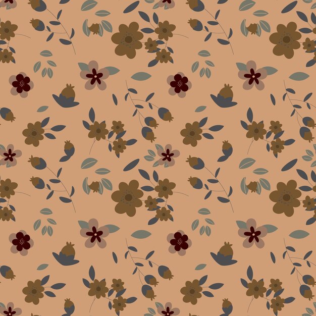 Abstracto plano dibujado a mano con fondo de patrón floral