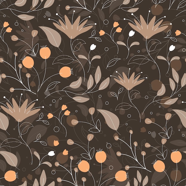 Abstracto plano dibujado a mano con fondo de patrón floral