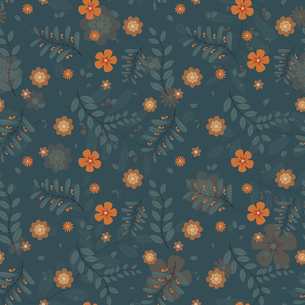 Abstracto plano dibujado a mano con fondo de patrón floral