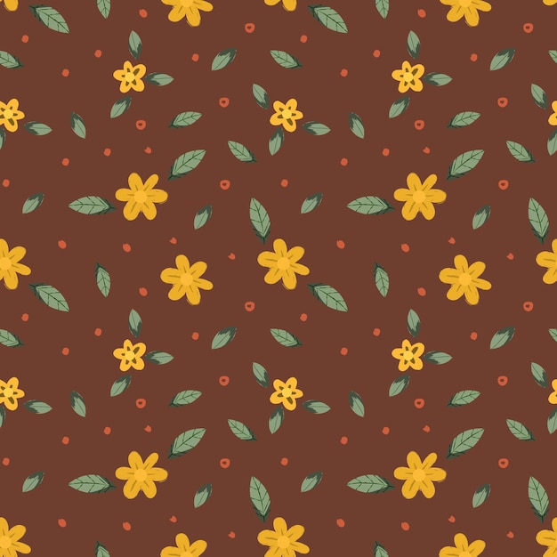 Abstracto plano dibujado a mano con fondo de patrón floral
