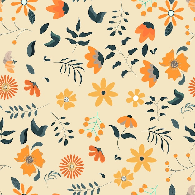 Abstracto plano dibujado a mano con patrón floral en el fondo Vector