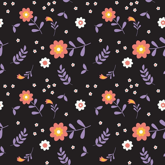 Abstracto plano dibujado a mano con patrón floral en el fondo Vector