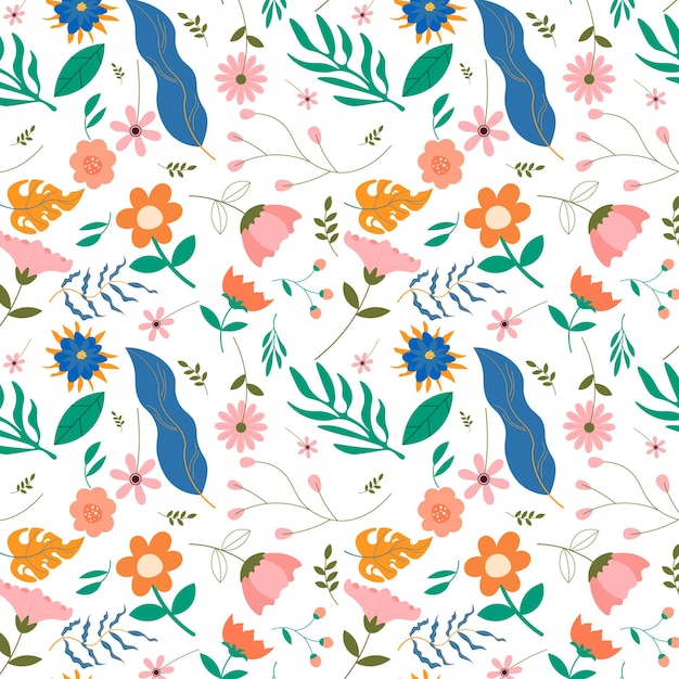 Abstracto plano de mano dibujar fondo de patrón floral. Ilustración vectorial.