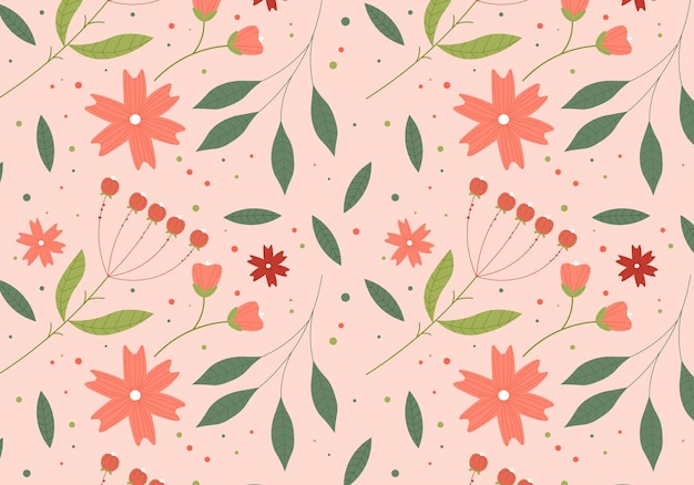 Abstracto plano de mano dibujar fondo de patrón floral. Ilustración vectorial.