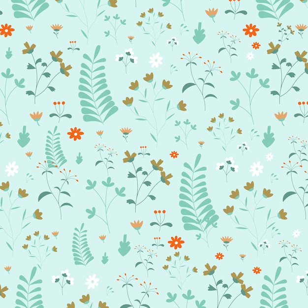 Abstracto plano de mano dibujar fondo de patrón floral. Ilustración vectorial.