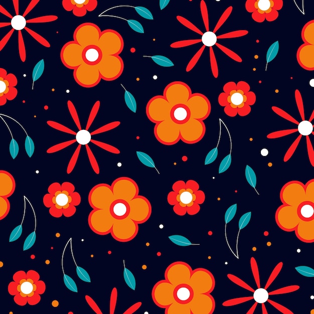 Abstracto plano de mano dibujar fondo de patrón floral. Ilustración vectorial.