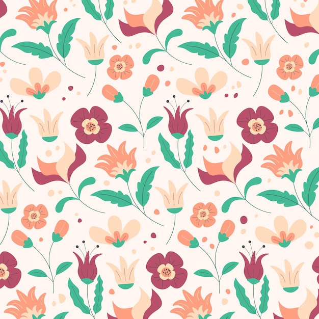 Abstracto plano de mano dibujar fondo de patrón floral. Ilustración vectorial.