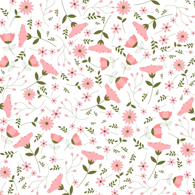Abstracto plano de mano dibujar fondo de patrón floral. Ilustración vectorial.