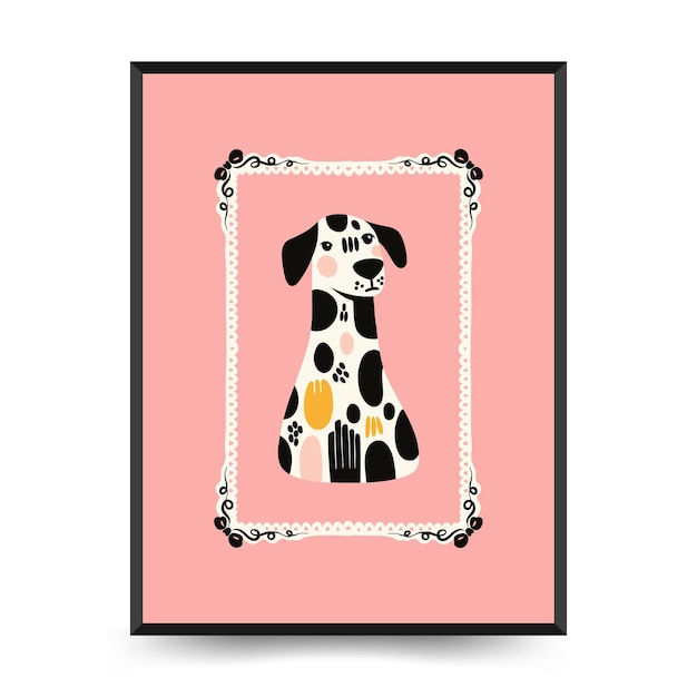 Abstracto plantilla de carteles de la habitación infantil con animales estilo minimalista moderno de moda para niños dibujado a mano