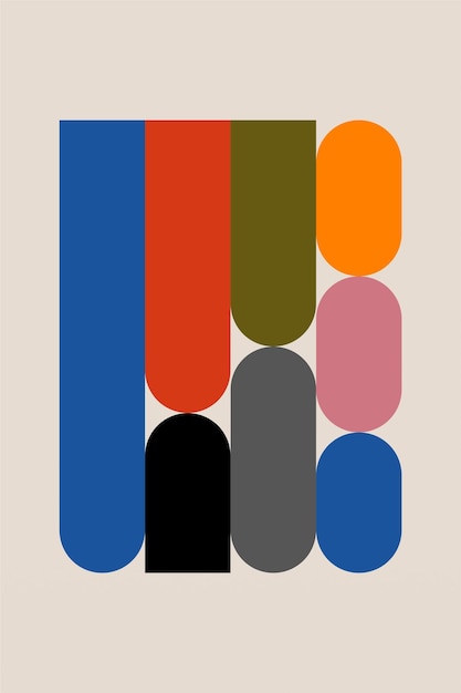 Abstracto póster de Bauhaus Plato de arte de Bauhaus de muchos colores