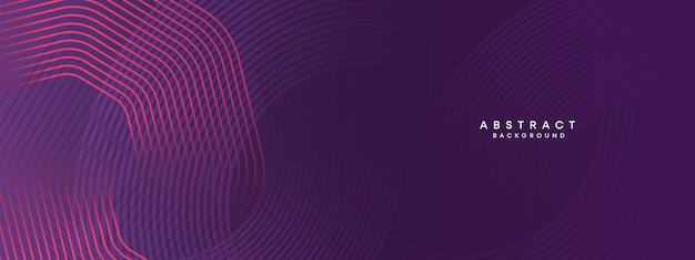 Abstracto Púrpura oscuro y rosa Líneas de círculos ondulantes Tecnología Gradiente de fondo con líneas brillantes Forma geométrica brillante y diagonal para portada de folleto cartel encabezado de sitio web