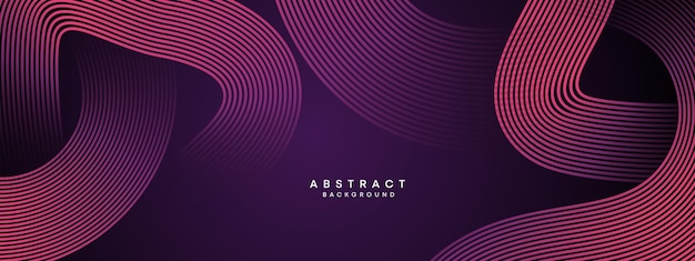 Abstracto Púrpura oscuro y rosa Líneas de círculos ondulantes Tecnología Gradiente de fondo con líneas brillantes Forma geométrica brillante y diagonal para portada de folleto cartel encabezado de sitio web