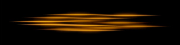 Abstracto rayas de luz naranja de fondo Líneas horizontales brillantes con efecto de borrado de movimiento en un fondo oscuro Futurista velocidad flujo de energía rayos láser y concepto de tecnología