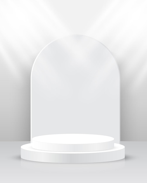 Abstracto realista cilindro pedestal podio diseño de forma 3d escenario en blanco espacio espacio mínimo